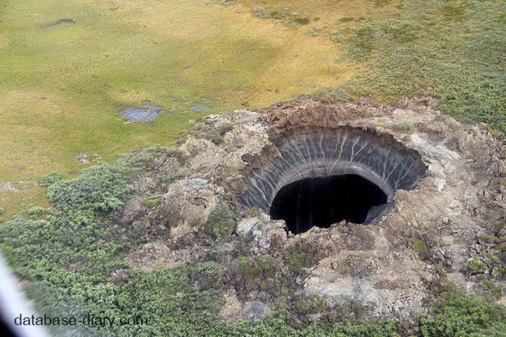 Siberian  sinkholes นักวิจัยรู้สึกงุนงงกับหลุมอุกกาบาตขนาดมหึมาที่ปรากฏอย่างลึกลับในไซบีเรียตะวันตกในเดือนสิงหาคม 2020 รูที่สมมาตรและอ้าปาก